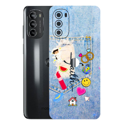 Motorola Phone Skins (All Models) - Denim Jeans Pocket - 3D Embossed Finish (L-134) Motorola Moto G82 (5G)
