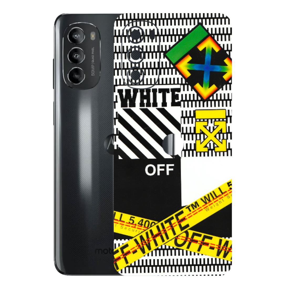 Motorola Phone Skins (All Models) - White Off Abstract - 3D Embossed Finish (L-172) Motorola Moto G82 (5G)