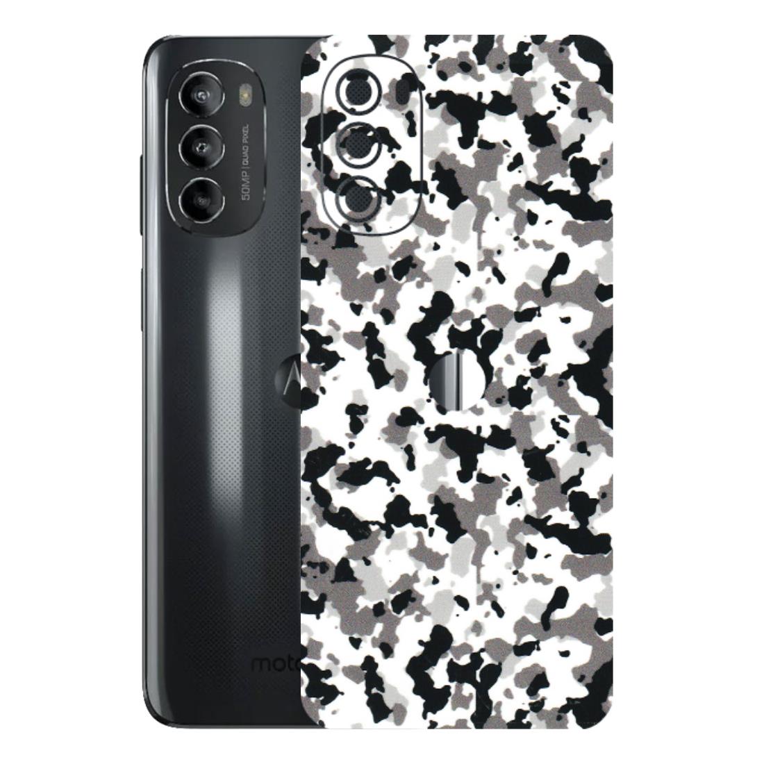 Motorola Phone Skins (All Models) - White Black Camouflage - 3D Embossed Finish (L-18) Motorola Moto G82 (5G)