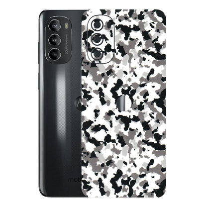 Motorola Phone Skins (All Models) - White Black Camouflage - 3D Embossed Finish (L-18) Motorola Moto G82 (5G)