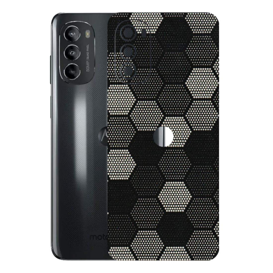 Motorola Phone Skins (All Models) - Black & White Dotted Honeycomb Texture - 3D Embossed Finish (L-202) Motorola Moto G82 (5G)