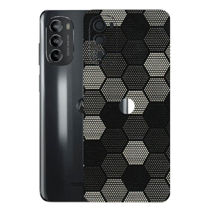 Motorola Phone Skins (All Models) - Black & White Dotted Honeycomb Texture - 3D Embossed Finish (L-202) Motorola Moto G82 (5G)