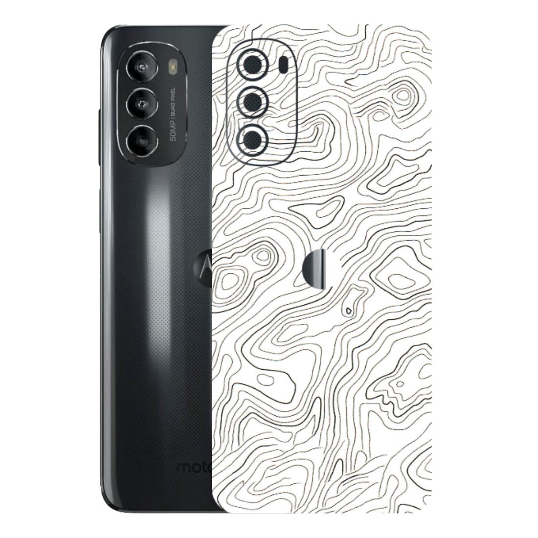 Motorola Phone Skins (All Models) - White Black Swirls - 3D Embossed Finish (L-219) Motorola Moto G82 (5G)