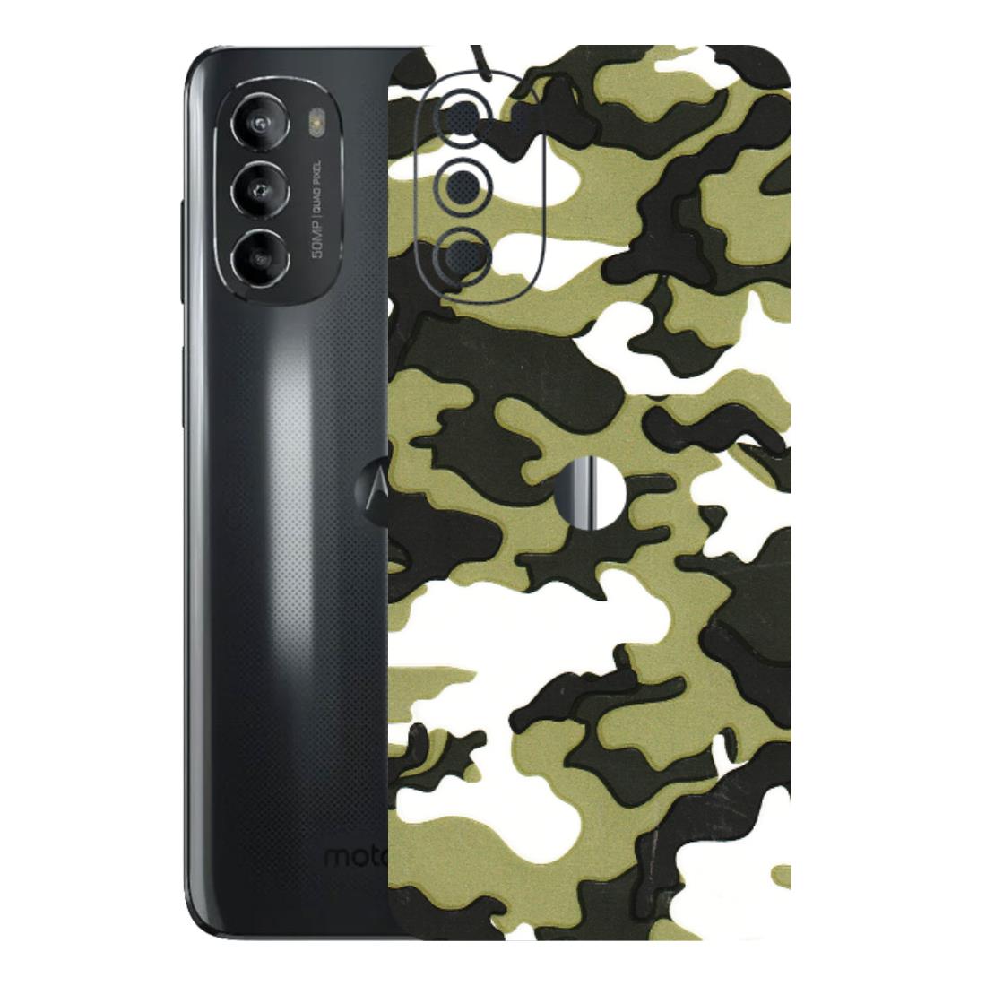 Motorola Phone Skins (All Models) - Camouflages White And Green - 3D Embossed Finish (L-243) Motorola Moto G82 (5G)