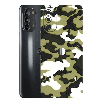 Motorola Phone Skins (All Models) - Camouflages White And Green - 3D Embossed Finish (L-243) Motorola Moto G82 (5G)