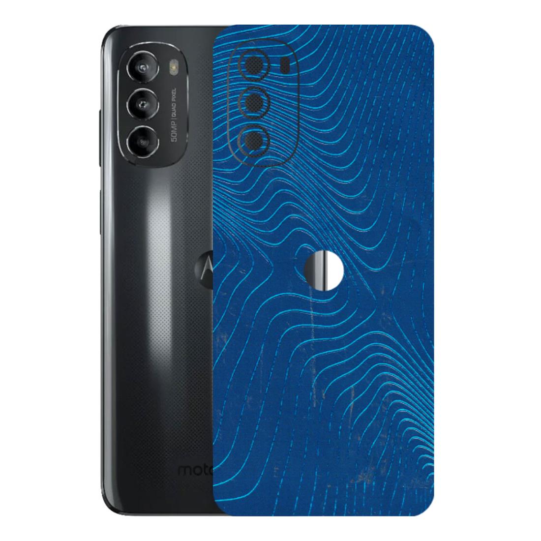 Motorola Phone Skins (All Models) - Abstract Blue Line Map - 3D Embossed Finish (L-272) Motorola Moto G82 (5G)