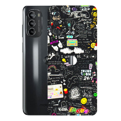 Motorola Phone Skins (All Models) - Black Creatives Doodles - 3D Embossed Finish (L-311) Motorola Moto G82 (5G)