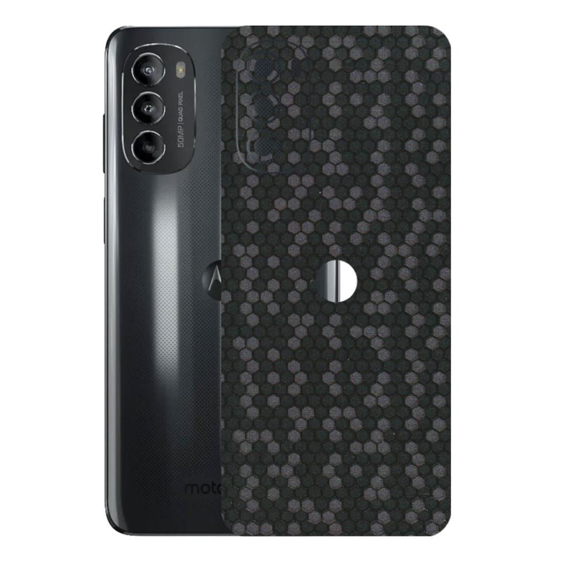 Motorola Phone Skins (All Models) - Black Grey Honeycomb Sober - 3D Embossed Finish (L-85) Motorola Moto G82 (5G)