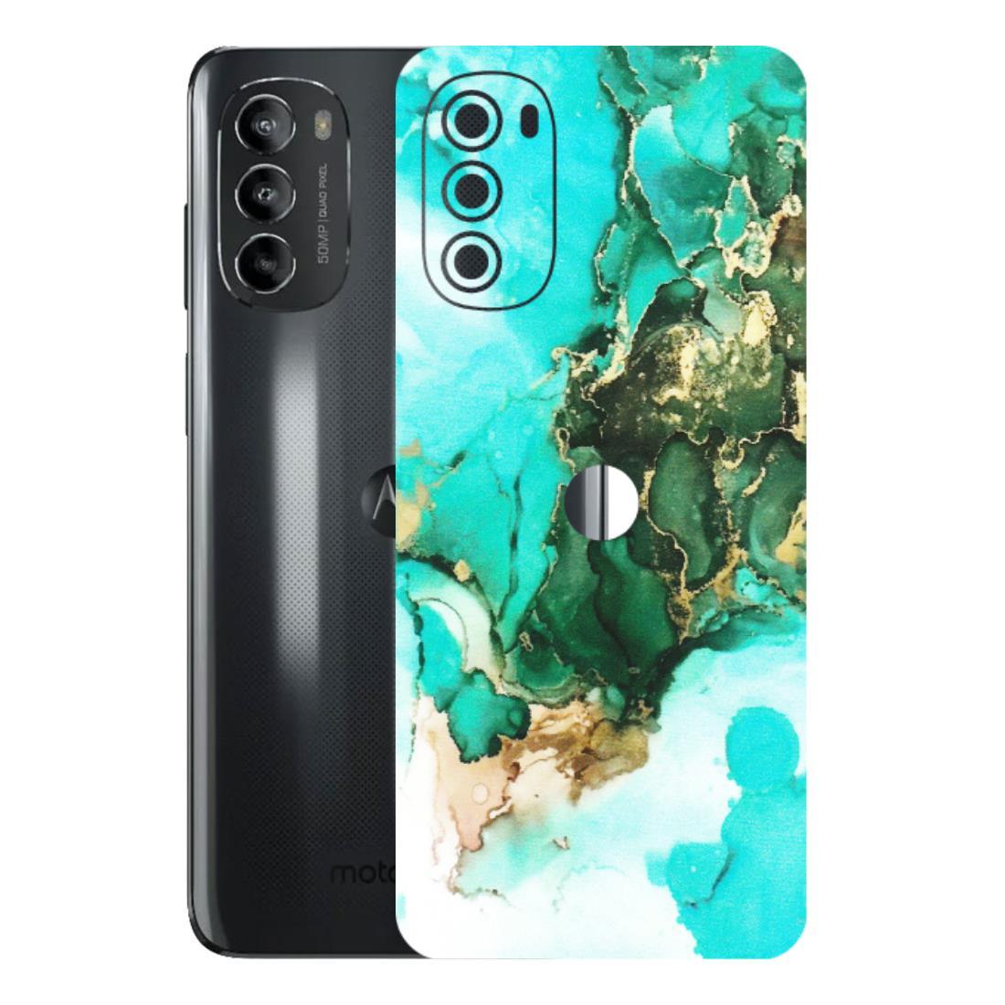 Motorola Phone Skins (All Models) - The Blue Gold Marble - Matte Finish (M-124) Motorola Moto G82 (5G)