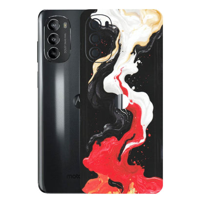 Motorola Phone Skins (All Models) - Black Red White Paint Splash Fusion - Matte Finish (M-56) Motorola Moto G82 (5G)