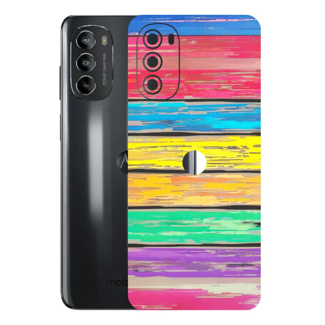 Motorola Phone Skins (All Models) - Multi Colour Wooden Wall - Matte Finish (M-96) Motorola Moto G82 (5G)