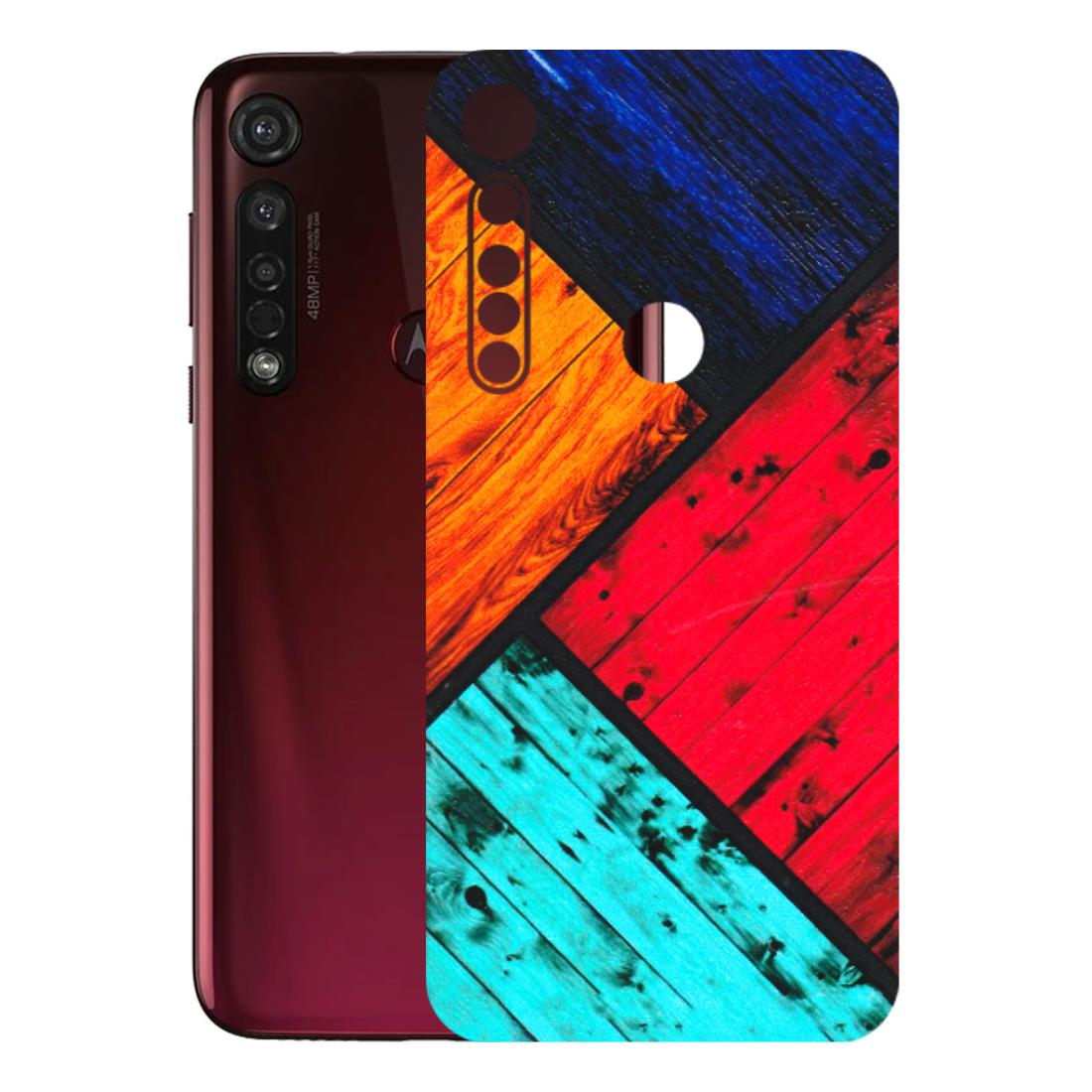 Motorola Phone Skins (All Models) - Colourful Wood Panels Abstract - 3D Embossed Finish (L-09) Motorola Moto G8 Plus