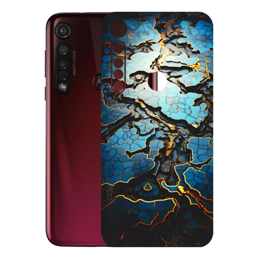 Motorola Phone Skins (All Models) - Blue Gold Abstract - 3D Embossed Finish (L-11) Motorola Moto G8 Plus