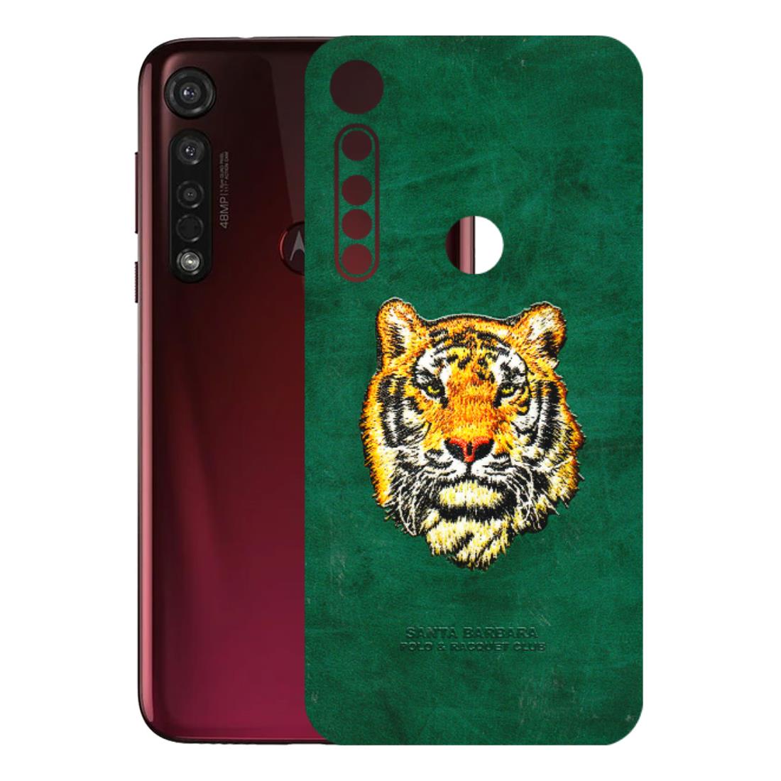 Motorola Phone Skins (All Models) - Leather Feel Tiger - 3D Embossed Finish (L-111) Motorola Moto G8 Plus