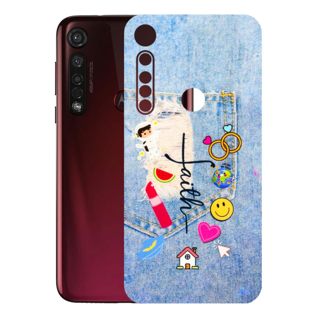 Motorola Phone Skins (All Models) - Denim Jeans Pocket - 3D Embossed Finish (L-134) Motorola Moto G8 Plus
