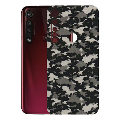 Motorola Phone Skins (All Models) - Black/Grey Camoflaunge - 3D Embossed Finish (L-142) Motorola Moto G8 Plus