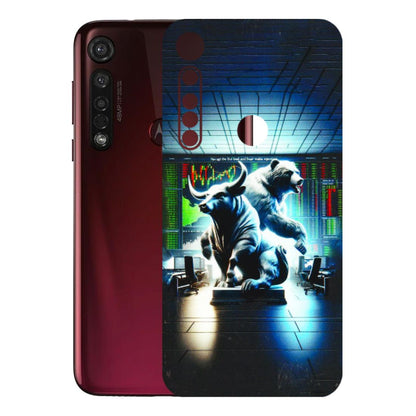 Motorola Phone Skins (All Models) - Stock Market Sensex Bear vs Bulls - 3D Embossed Finish (L-15) Motorola Moto G8 Plus