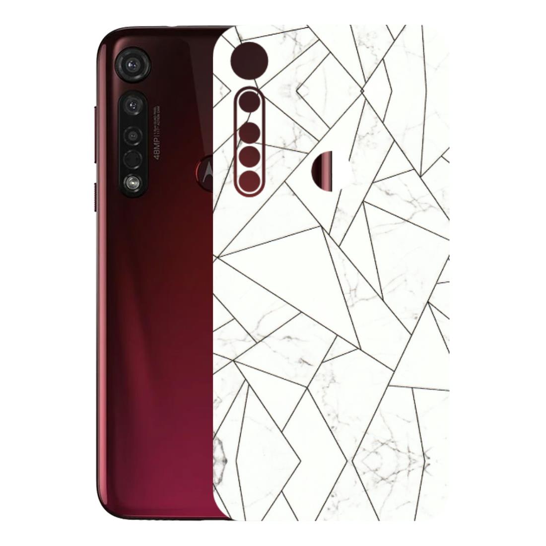 Motorola Phone Skins (All Models) - Luxury White Marble Effect - 3D Embossed Finish (L-168) Motorola Moto G8 Plus