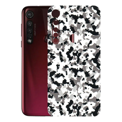 Motorola Phone Skins (All Models) - White Black Camouflage - 3D Embossed Finish (L-18) Motorola Moto G8 Plus