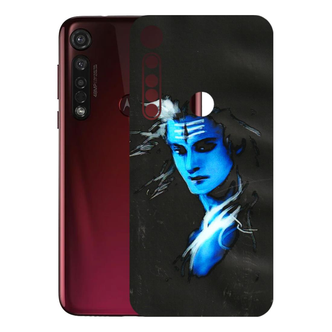 Motorola Phone Skins (All Models) - Har Har Mahadev Blue/Black - 3D Embossed Finish (L-185) Motorola Moto G8 Plus
