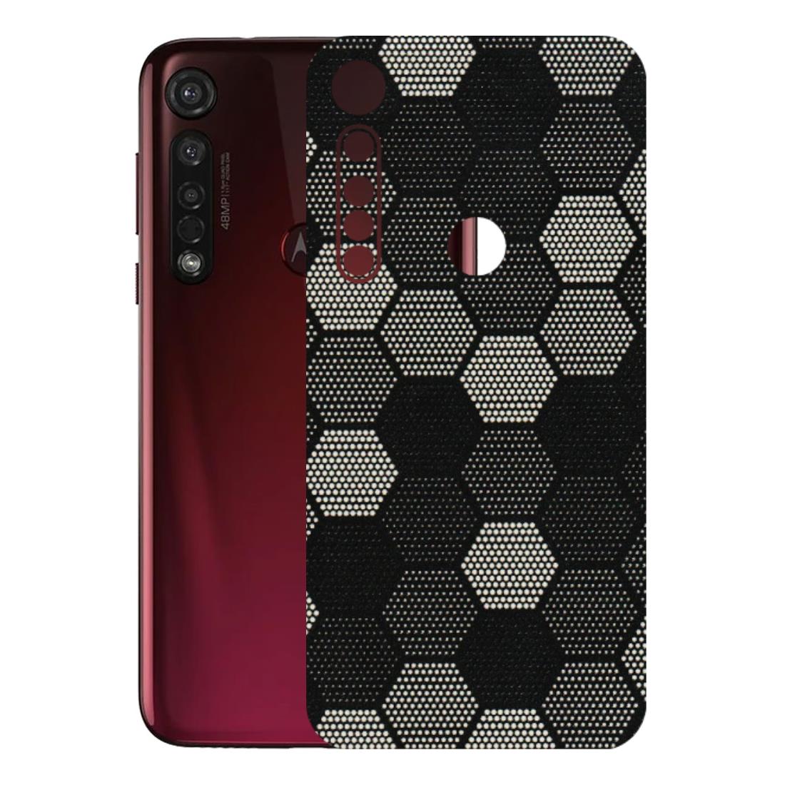 Motorola Phone Skins (All Models) - Black & White Dotted Honeycomb Texture - 3D Embossed Finish (L-202) Motorola Moto G8 Plus