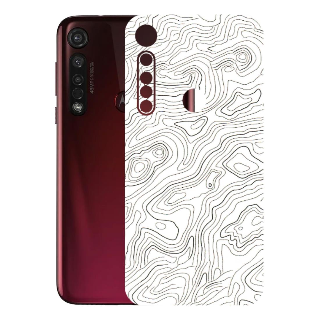 Motorola Phone Skins (All Models) - White Black Swirls - 3D Embossed Finish (L-219) Motorola Moto G8 Plus