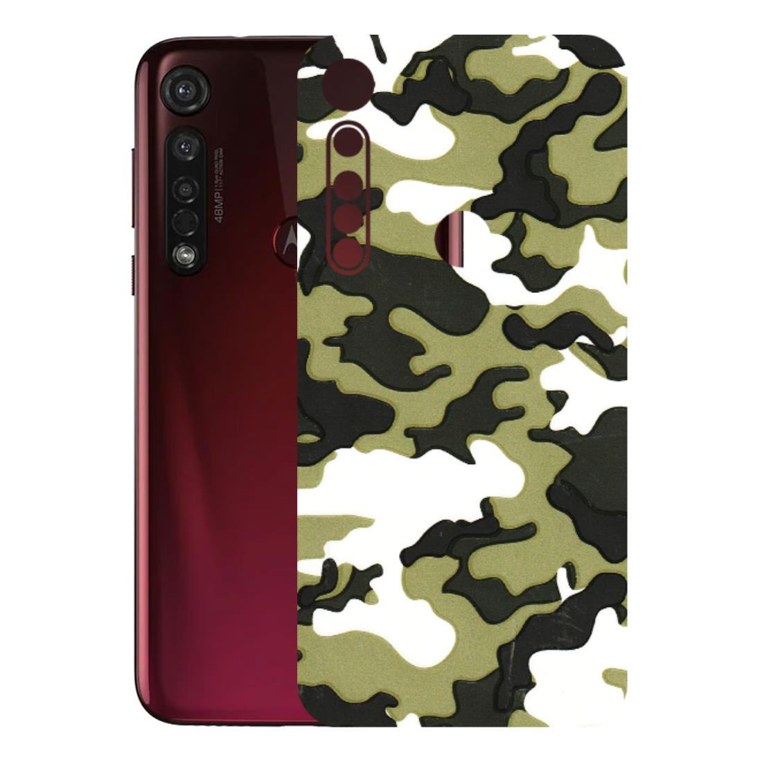 Motorola Phone Skins (All Models) - Camouflages White And Green - 3D Embossed Finish (L-243) Motorola Moto G8 Plus