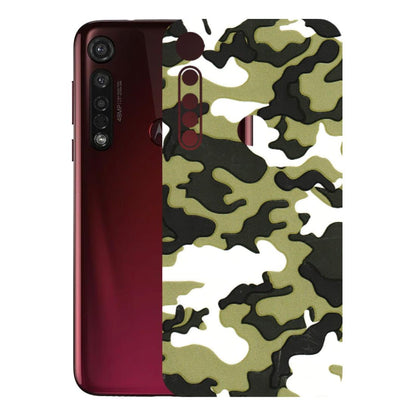 Motorola Phone Skins (All Models) - Camouflages White And Green - 3D Embossed Finish (L-243) Motorola Moto G8 Plus