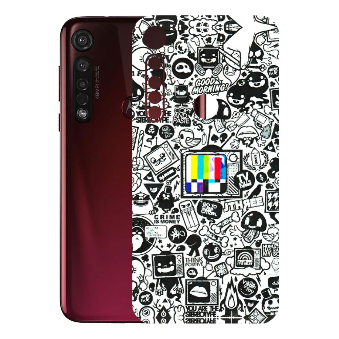 Motorola Phone Skins (All Models) - Doodles Positive Art - 3D Embossed Finish (L-263) Motorola Moto G8 Plus