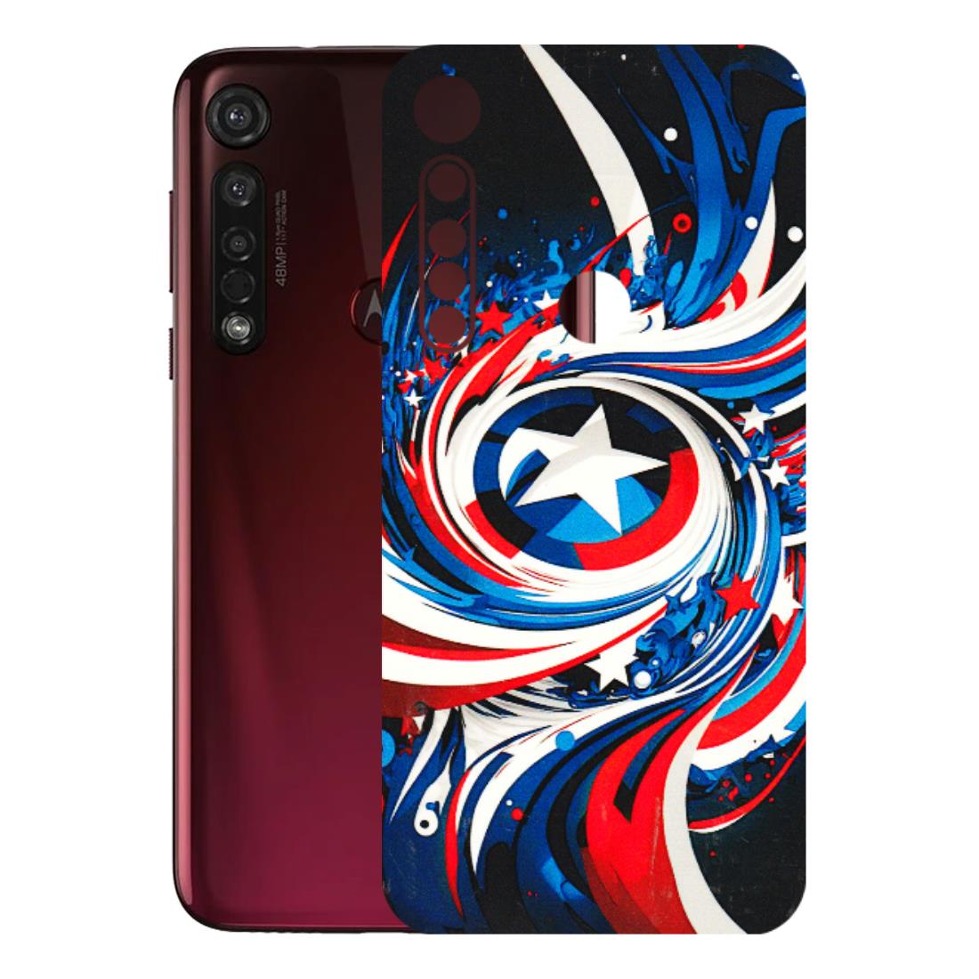 Motorola Phone Skins (All Models) - Captain America Logo - 3D Embossed Finish (L-307) Motorola Moto G8 Plus