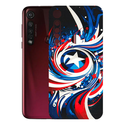 Motorola Phone Skins (All Models) - Captain America Logo - 3D Embossed Finish (L-307) Motorola Moto G8 Plus