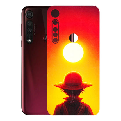 Motorola Phone Skins (All Models) - Cool Sunset With Monkey D.Luffy Anime - 3D Embossed Finish (L-329) Motorola Moto G8 Plus