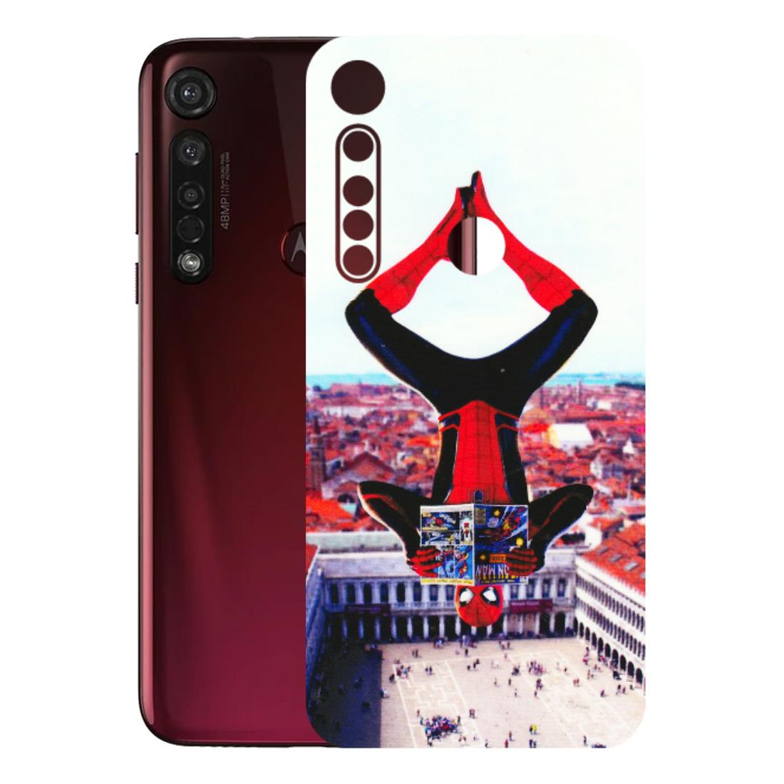 Motorola Phone Skins (All Models) - Spiderman Hanging - 3D Embossed Finish (L-53) Motorola Moto G8 Plus