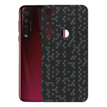 Motorola Phone Skins (All Models) - Black Grey Honeycomb Sober - 3D Embossed Finish (L-85) Motorola Moto G8 Plus