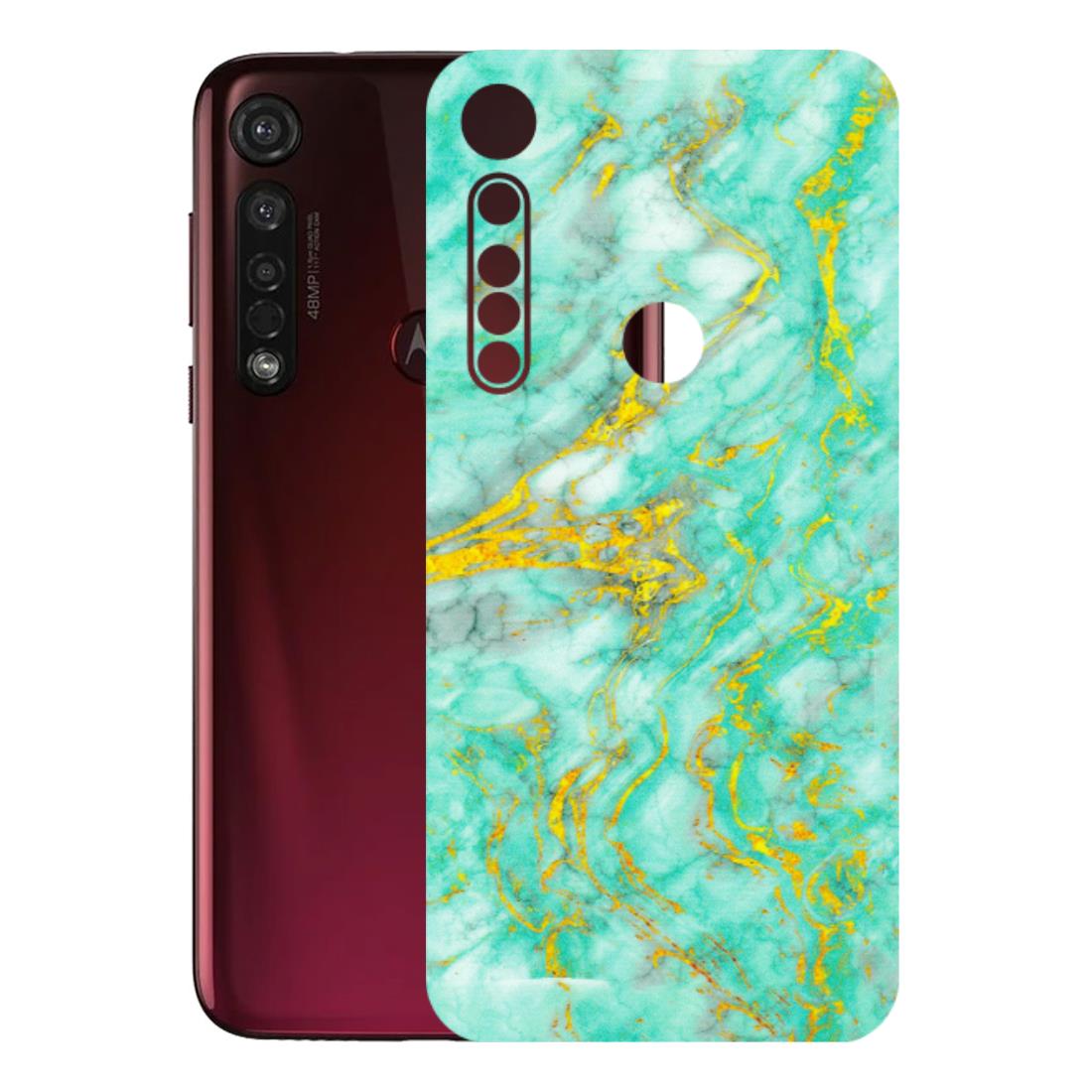 Motorola Phone Skins (All Models) - Green And Gold Marble Feel - Matte Finish (M-16) Motorola Moto G8 Plus
