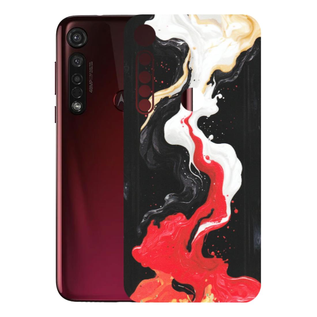 Motorola Phone Skins (All Models) - Black Red White Paint Splash Fusion - Matte Finish (M-56) Motorola Moto G8 Plus