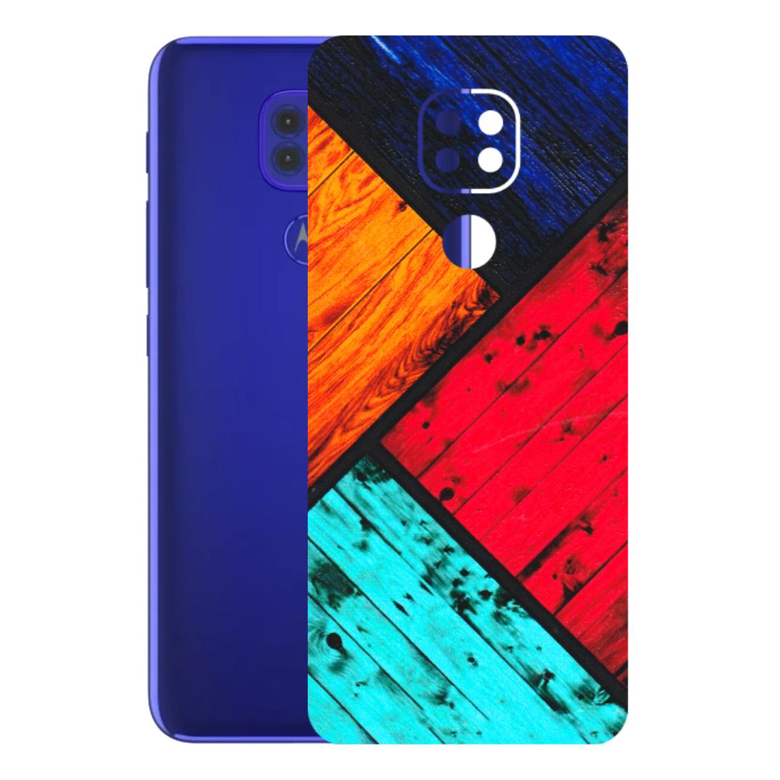 Motorola Phone Skins (All Models) - Colourful Wood Panels Abstract - 3D Embossed Finish (L-09) Motorola Moto G9