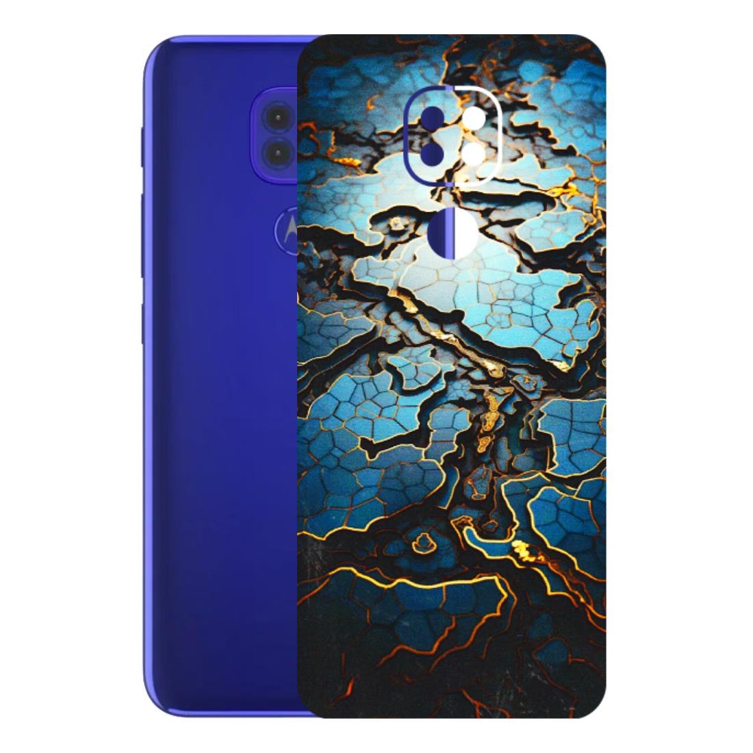 Motorola Phone Skins (All Models) - Blue Gold Abstract - 3D Embossed Finish (L-11) Motorola Moto G9