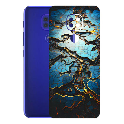 Motorola Phone Skins (All Models) - Blue Gold Abstract - 3D Embossed Finish (L-11) Motorola Moto G9