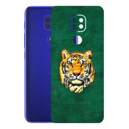 Motorola Phone Skins (All Models) - Leather Feel Tiger - 3D Embossed Finish (L-111) Motorola Moto G9