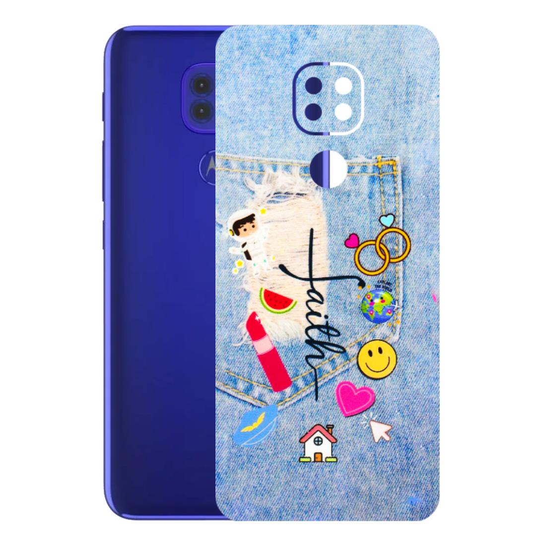 Motorola Phone Skins (All Models) - Denim Jeans Pocket - 3D Embossed Finish (L-134) Motorola Moto G9