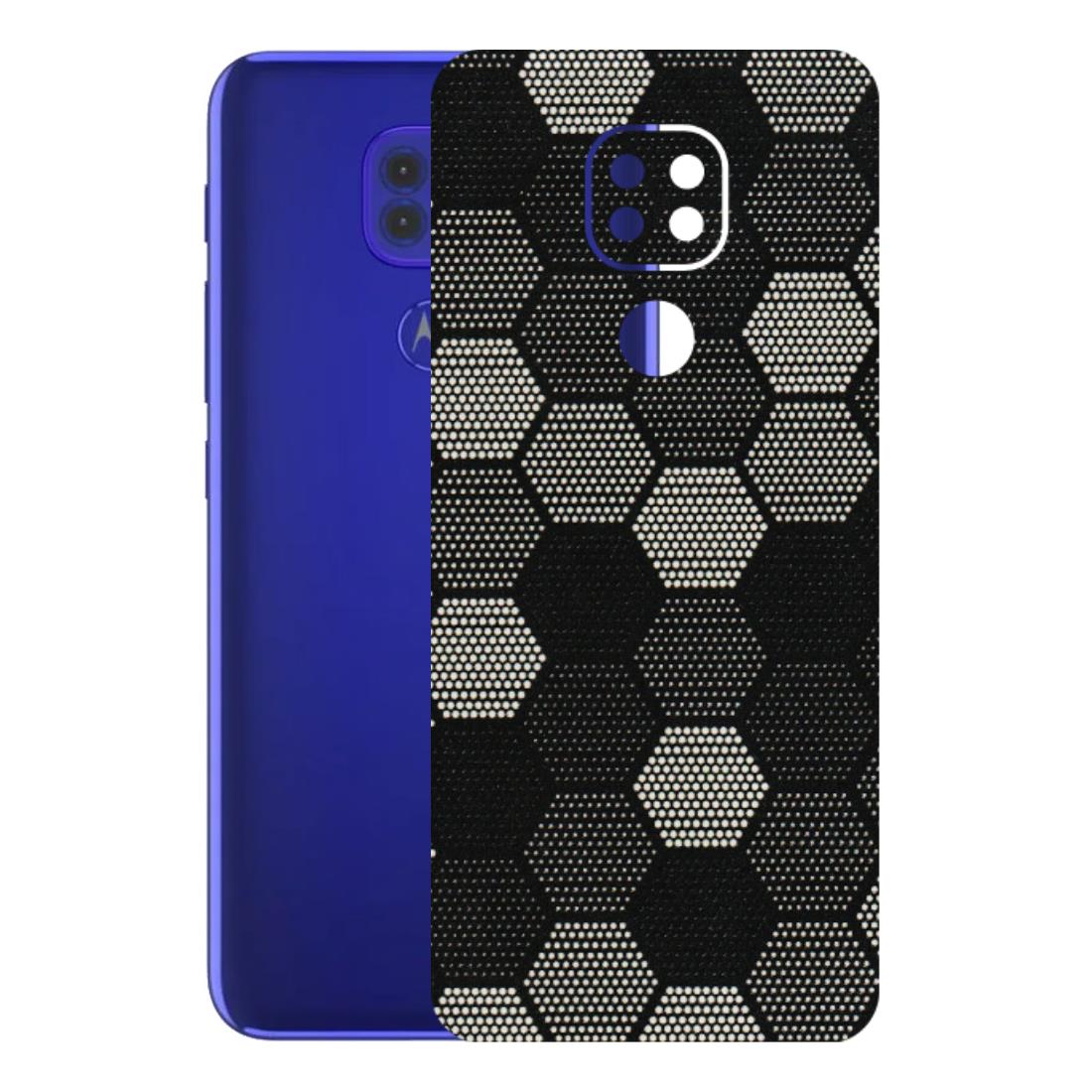 Motorola Phone Skins (All Models) - Black & White Dotted Honeycomb Texture - 3D Embossed Finish (L-202) Motorola Moto G9