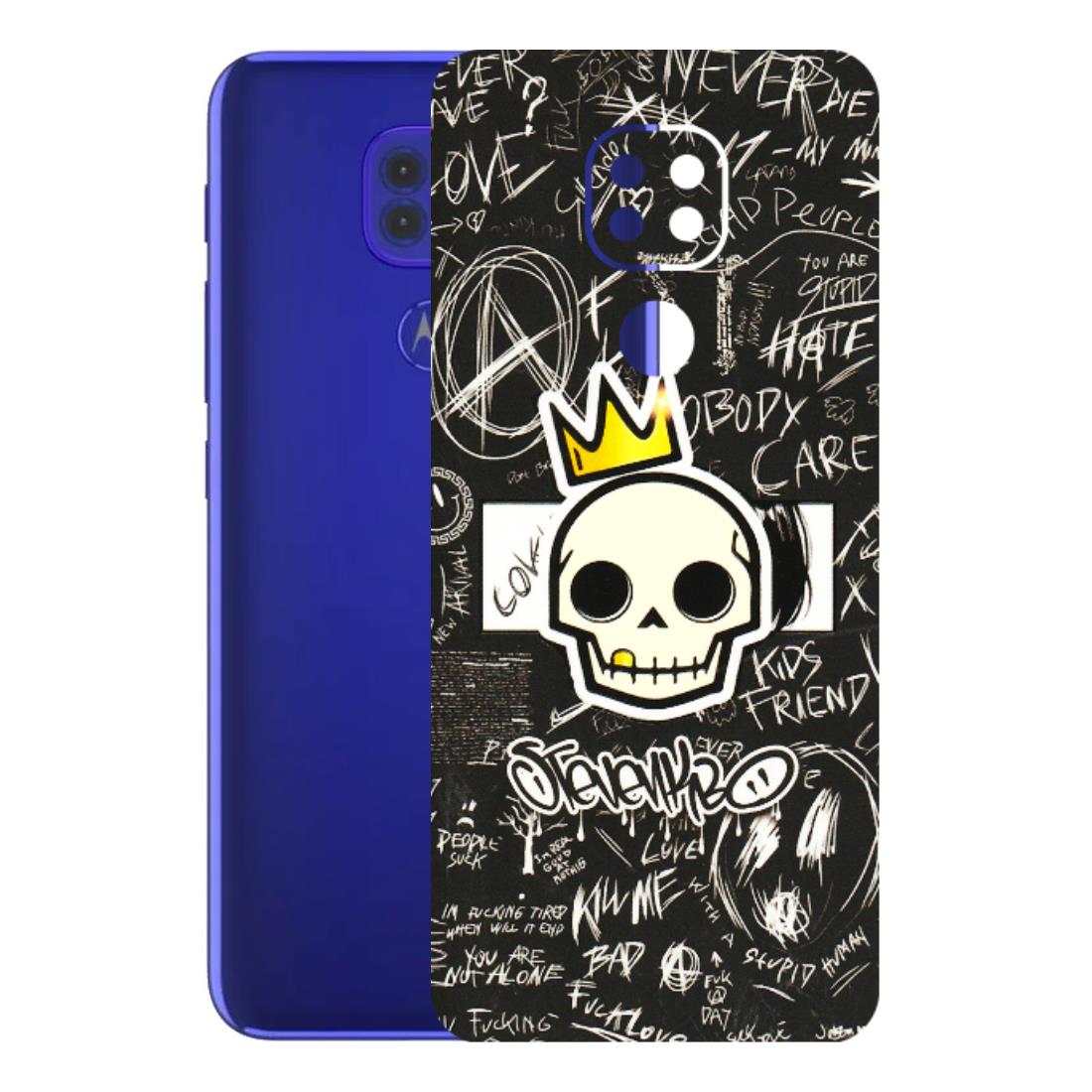 Motorola Phone Skins (All Models) - Funny Skull Black Chalk Grafitti - 3D Embossed Finish (L-22) Motorola Moto G9