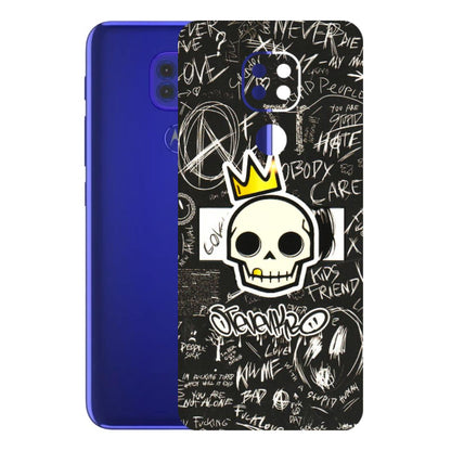 Motorola Phone Skins (All Models) - Funny Skull Black Chalk Grafitti - 3D Embossed Finish (L-22) Motorola Moto G9