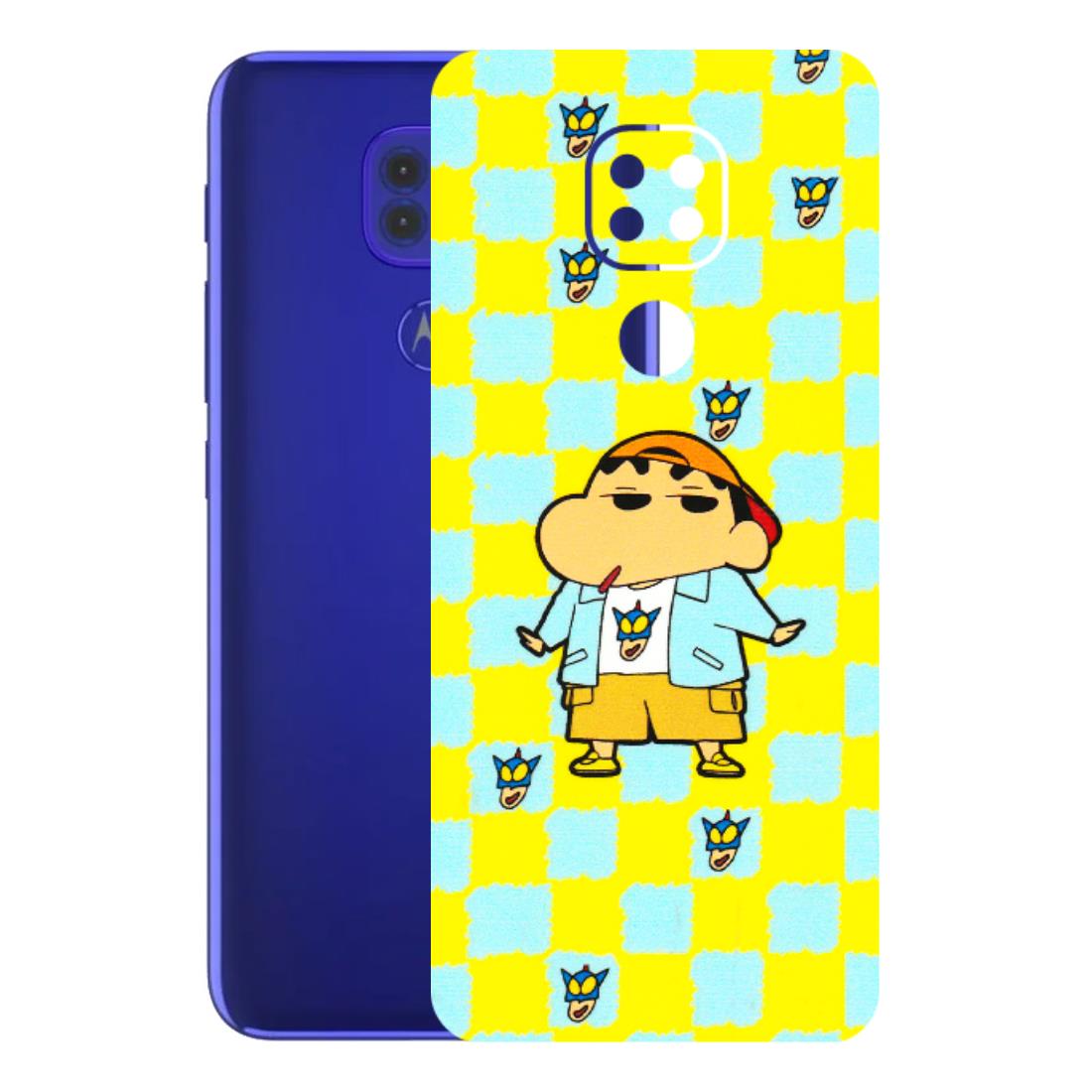 Motorola Phone Skins (All Models) - Yellow Blue Shinchan Cute - 3D Embossed Finish (L-221) Motorola Moto G9