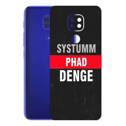 Motorola Phone Skins (All Models) - Systumm Phad Denge - 3D Embossed Finish (L-278) Motorola Moto G9
