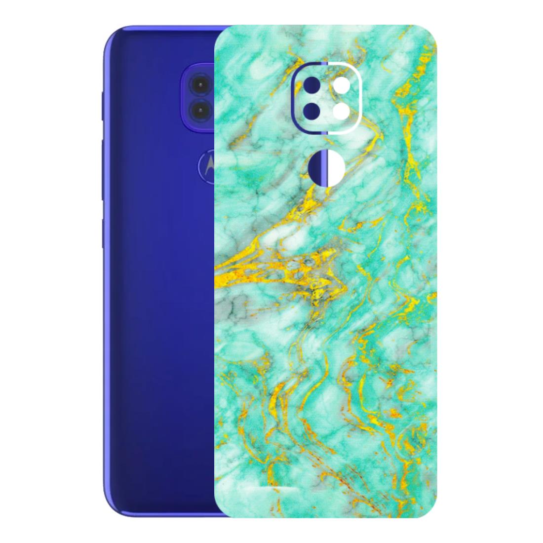 Motorola Phone Skins (All Models) - Green And Gold Marble Feel - Matte Finish (M-16) Motorola Moto G9