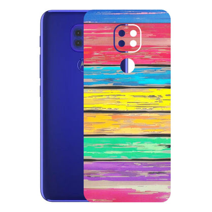 Motorola Phone Skins (All Models) - Multi Colour Wooden Wall - Matte Finish (M-96) Motorola Moto G9