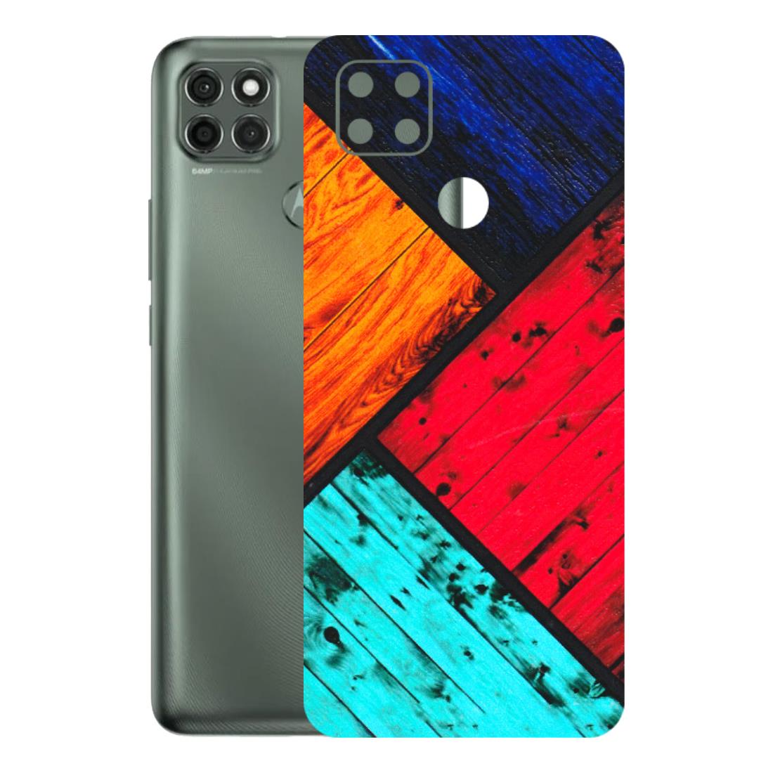 Motorola Phone Skins (All Models) - Colourful Wood Panels Abstract - 3D Embossed Finish (L-09) Motorola Moto G9 Power