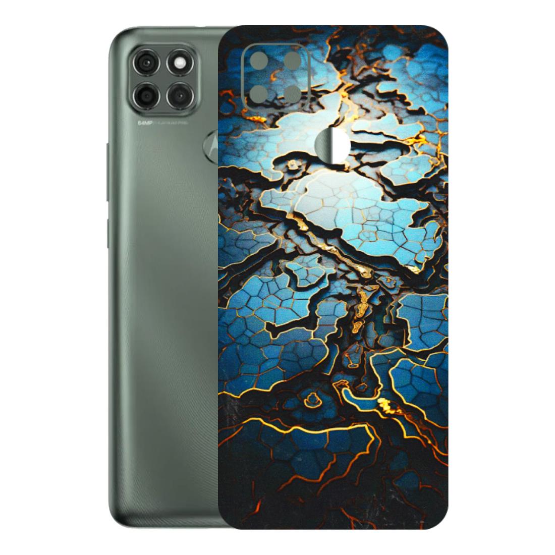 Motorola Phone Skins (All Models) - Blue Gold Abstract - 3D Embossed Finish (L-11) Motorola Moto G9 Power